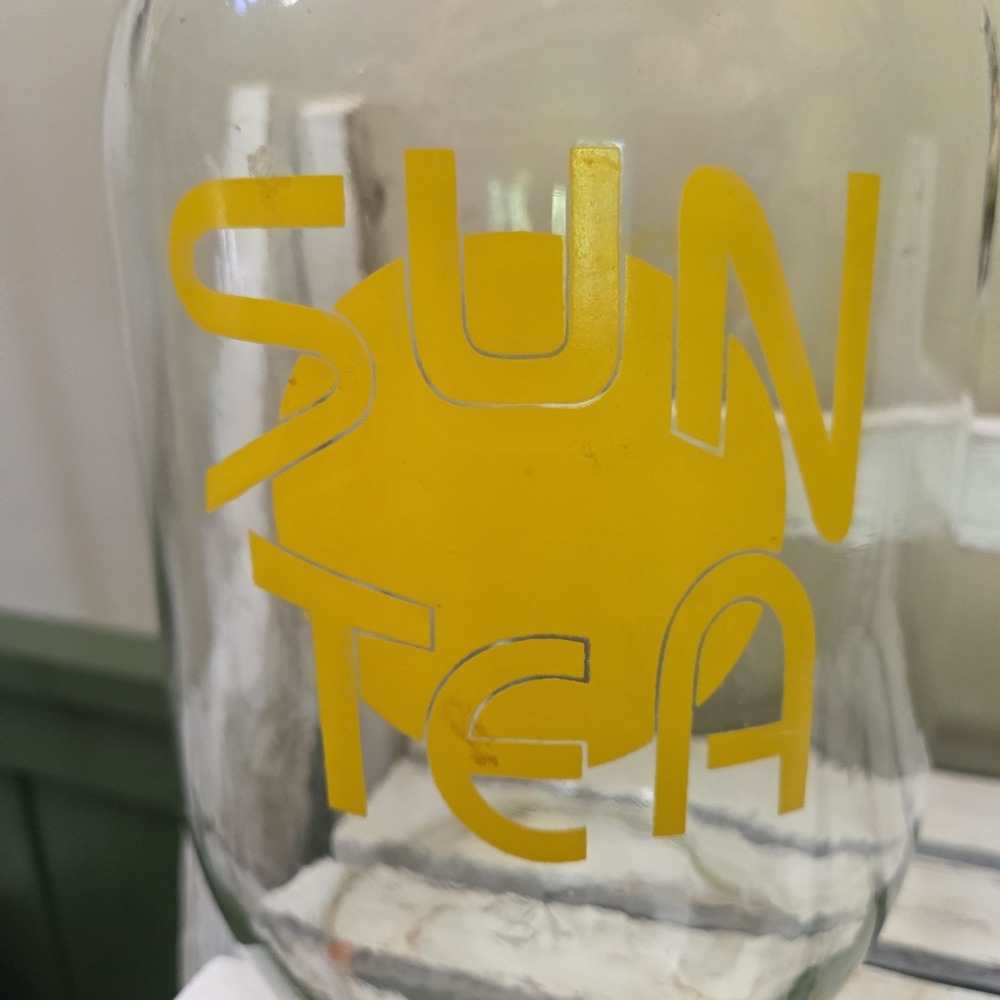 Sun Tea Ice Tea Recipe Vintage Carlton 3 Liter Glass Jar Yellow Clear - Picture 5 of 14